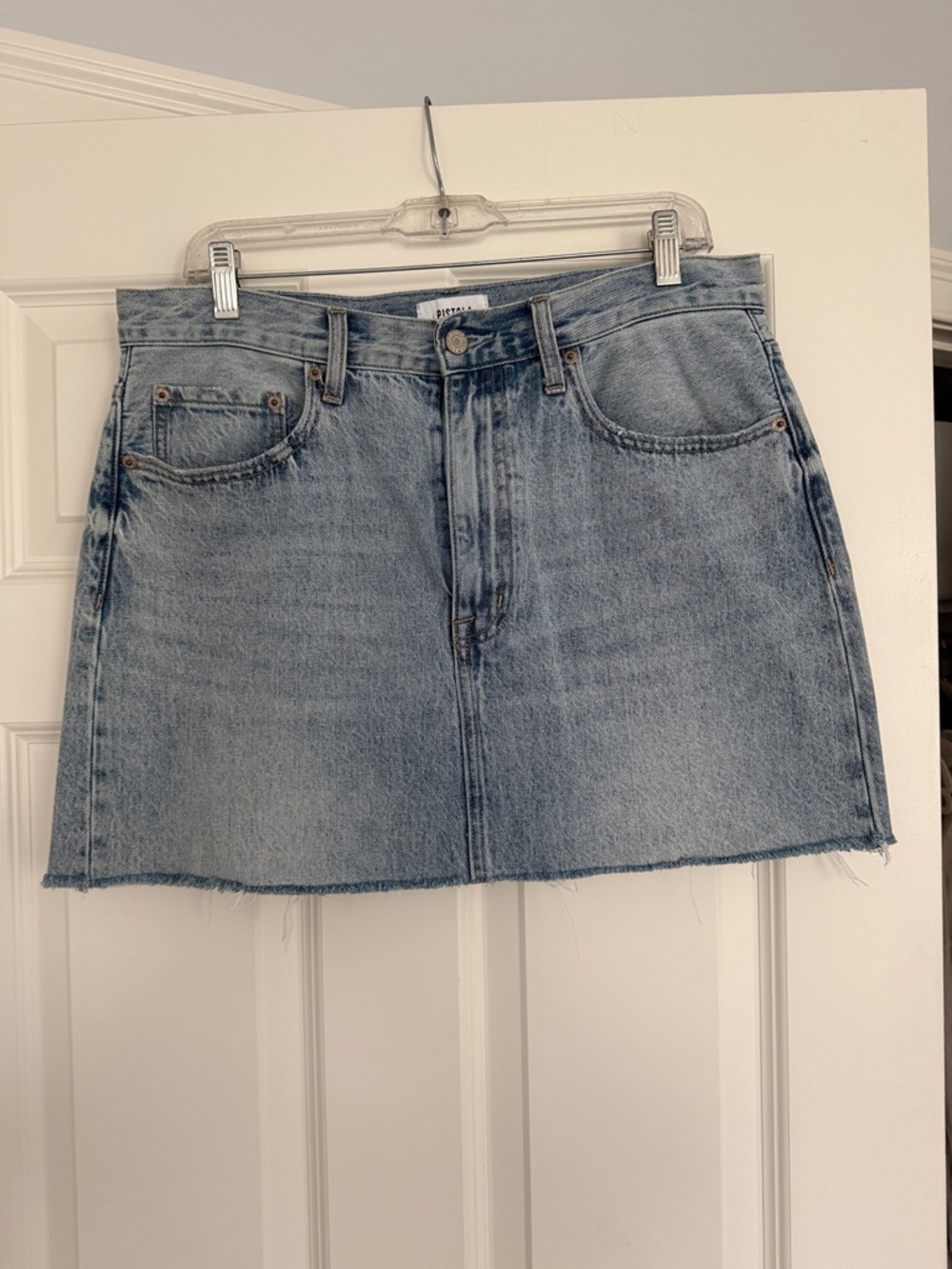 pistola Light Wash Denim Mini Skirt